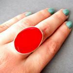 Red Oval Statement Ring, R..