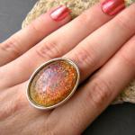 Faux Fire Opal Glass Stone..